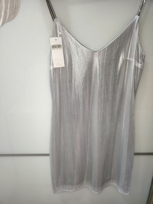 Sukienka srebrna NOWA SUGAR FREE Elegancka