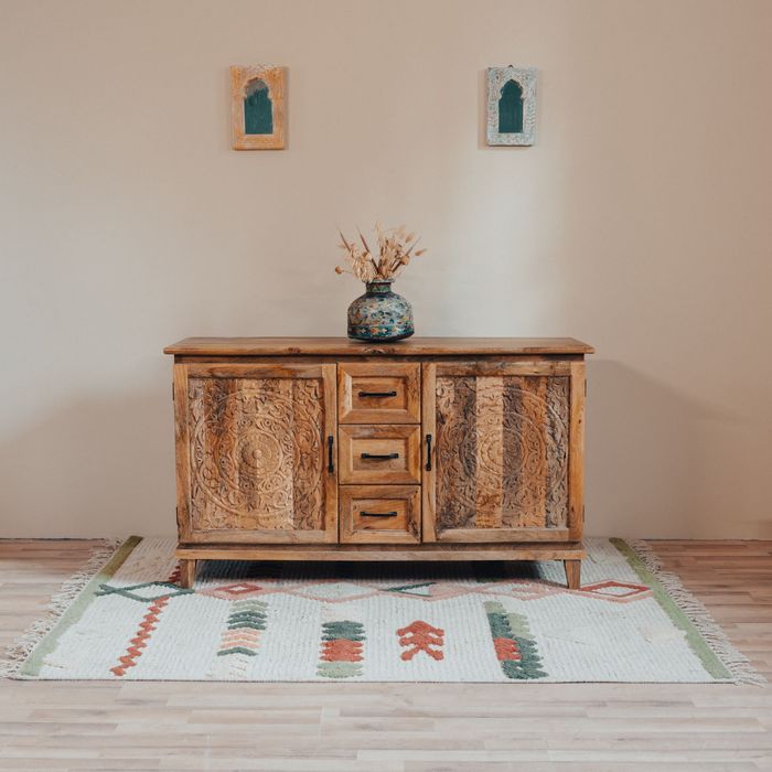 Komoda mango Indyjska rzeźbiona drewno boho egzotyczna RTV