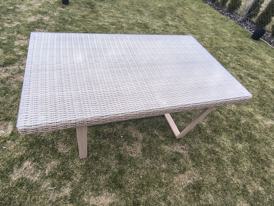 Stół ogrodowy technorattan 150x90 + szkło