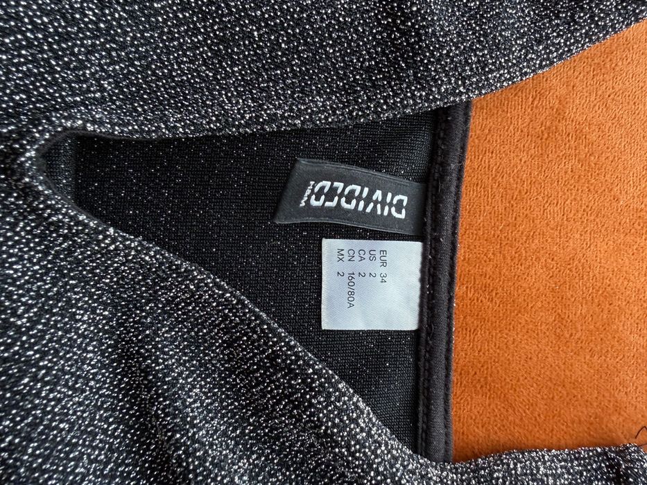 Sukienka mini czarna srebrna H&M na imprezę sylwestra karnawał XS 34