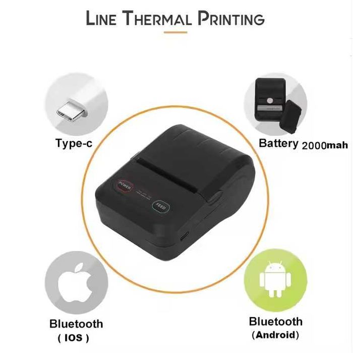 Impressora Térmica Portátil Talões 58mm Bluetooth