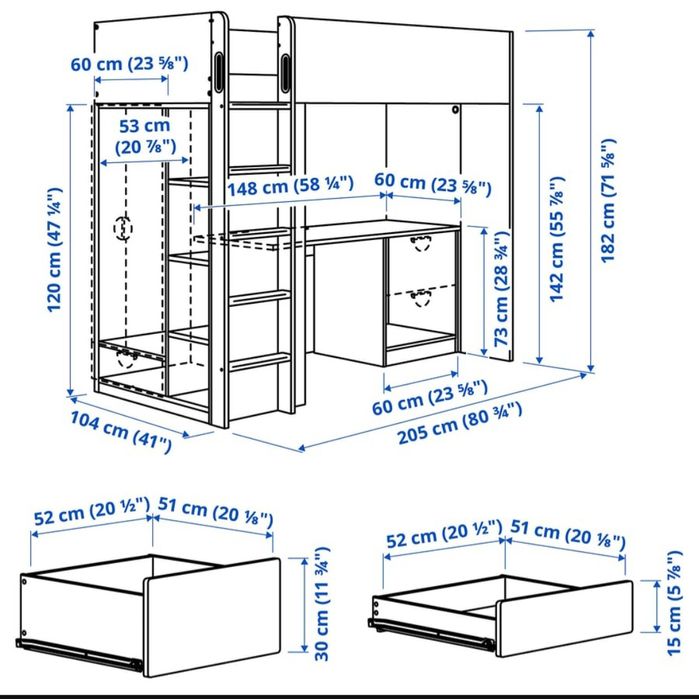 Cama Solteiro Beliche Ikea + Colchão Solteiro Molas Ensacadas Ikea - Nunca foram usados