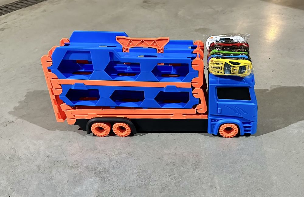 Трейлер-автовоз з розкладним треком 1,65 м та запускачем + 6 машинок