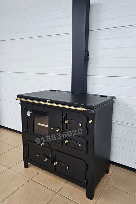 Fogão Lenha NOVOS - Forno INOX Porta Vidro - Estilo Rústico - Fabricado em Portugal