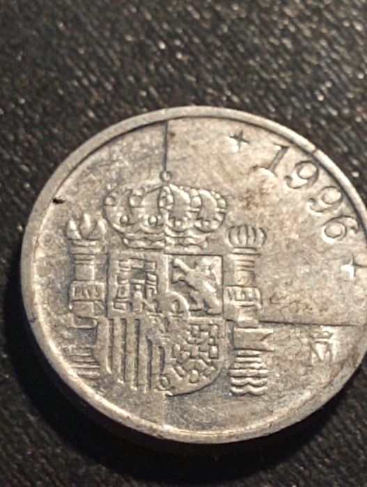 3 moedas Espanha: 1 peseta (1996; 1980) e 50 centimos (1949) -Soberbas
