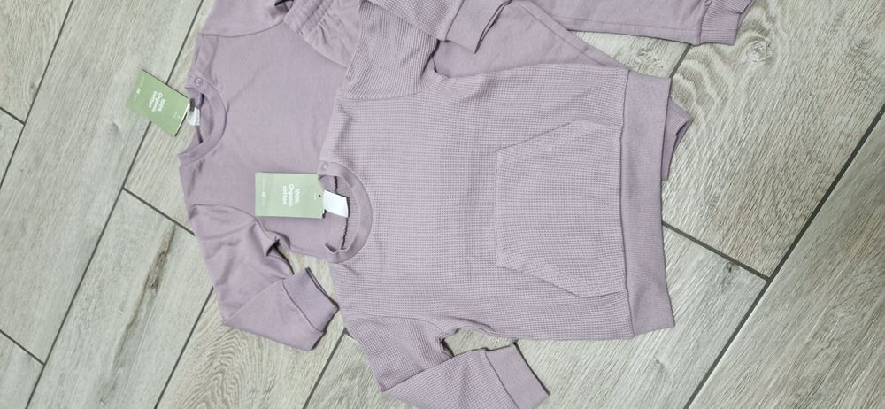 H&M komplet dres 3 części spodnie 2x bluza lila fiolet