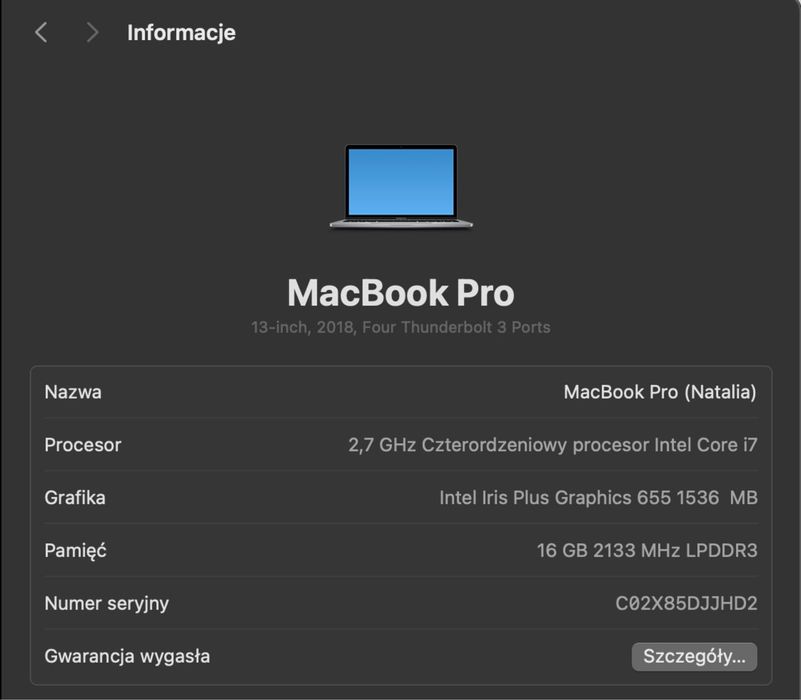 MacBook Pro 13" 2018 | Intel i7 | 16GB RAM | Touch Bar | Space Gray