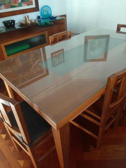 Tampo de mesa vidro temperado 6 mm - 90 X 160, efeito fosco no centro