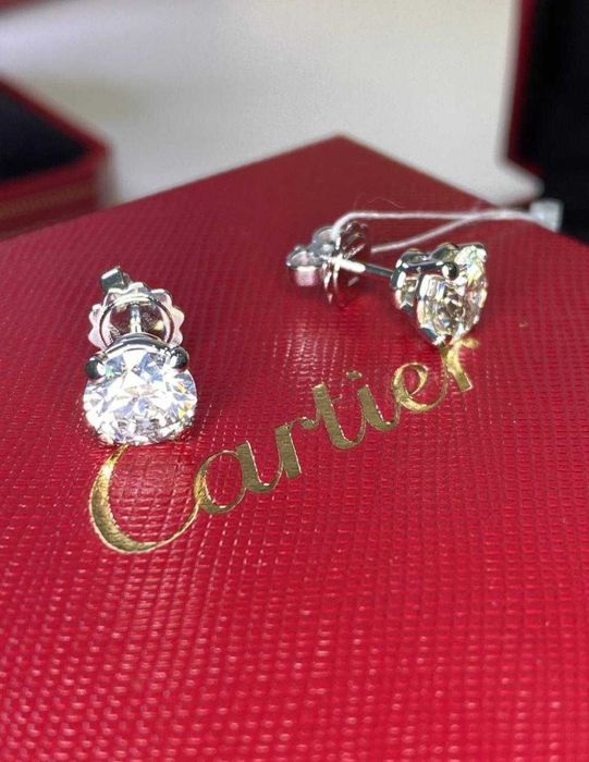 Золотые серьги Cartier с 4.08ct натуральные бриллианты. Белое золото.