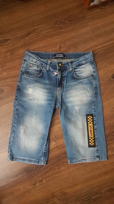 Джинсовые бриджи off white, gucci, шорты fox