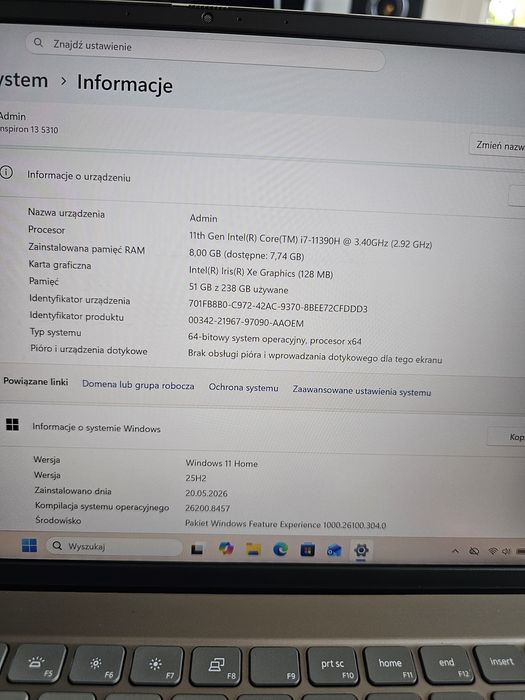 Dell Inspirion 13 5310, i7 11th, 8GB RAM, 256GB SSD, WIN11