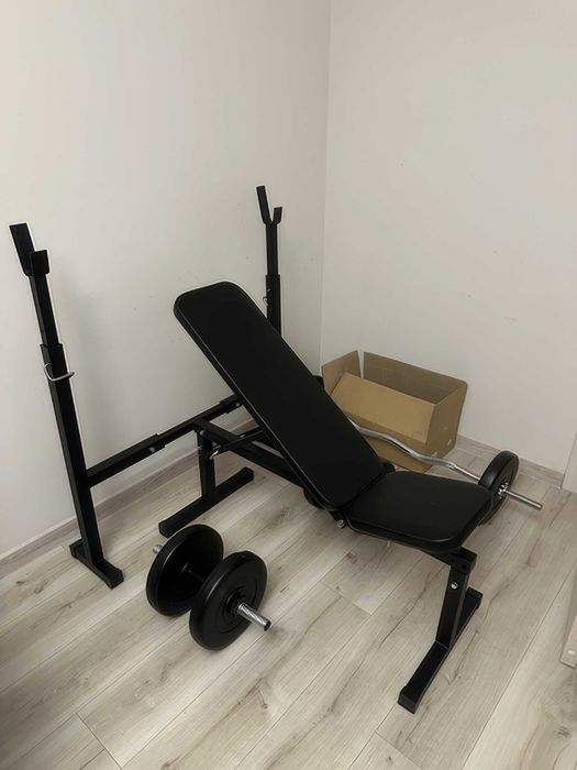 Лавка для жима штанги гантель регулируемая W-04 + Стойки Лава Скамья