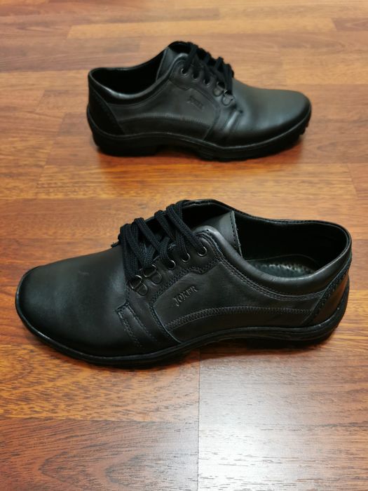 Jokery Skórzane Buty Męskie  Lekkie Wygodne Czarne