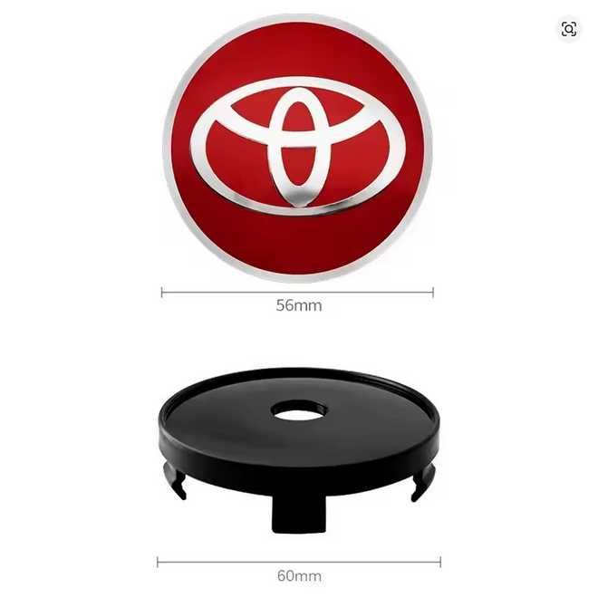 Conjunto 4x centro de jantes TOYOTA cromados + 4x stickers adesivos pretos
