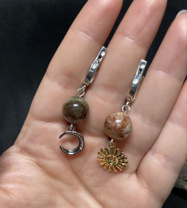 Фантасичні срібні сережки з Фантомним Кварцем