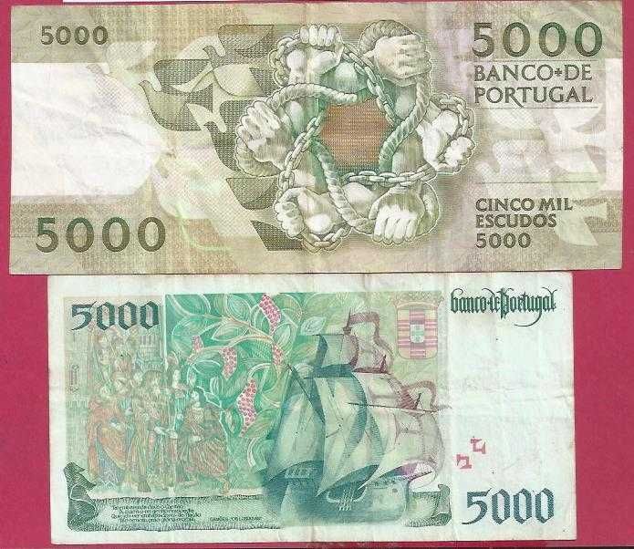Notas   2   da Republica  5.000$ escudos CH2A e CH3