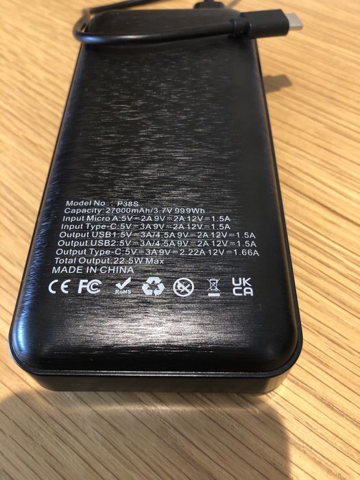 Power Bank 22.5W 27000mHa