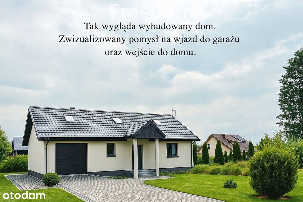 Nowy, parterowy dom + poddasze-na działce 1000 m2