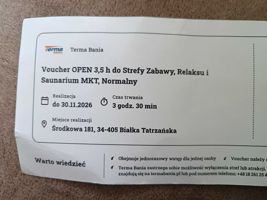 Voucher do term w Białce Tatrzańskiej