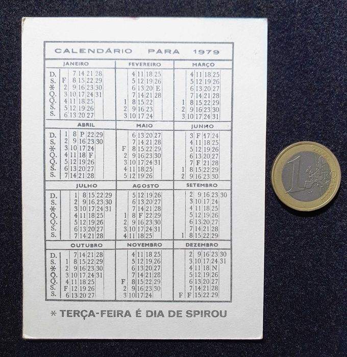Antigos e Raros "CALENDÁRIOS SPIROU" ~ de Coleção ~ 1979 ~ #3