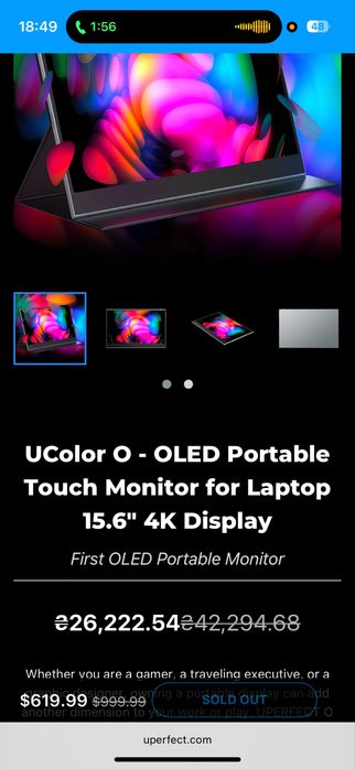 Портативний сенсорний 4K OLED монітор 15.6