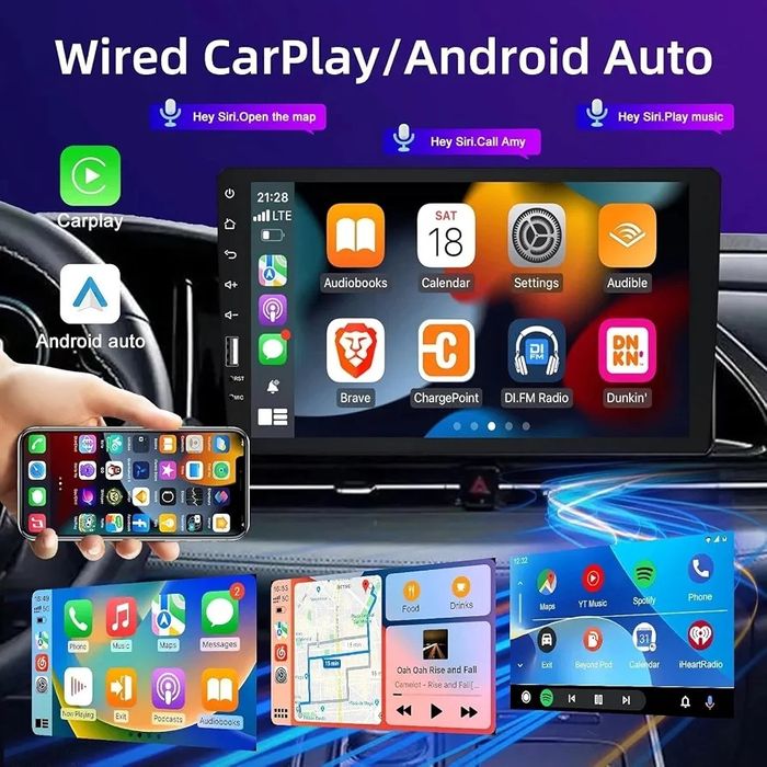 9-дюймова 1-DIN стереосистема, бездротовий CarPlay та Android Auto, Mirror Link, FM/RDS радіо, Bluetooth, керування на кермі, камеразаднього виду