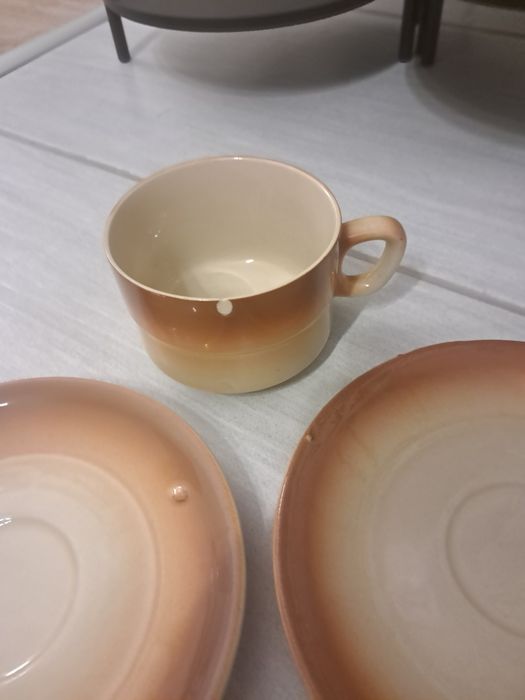 Filiżanki ze spodeczkami Tułowice, made in Poland, ceramika z czasów P