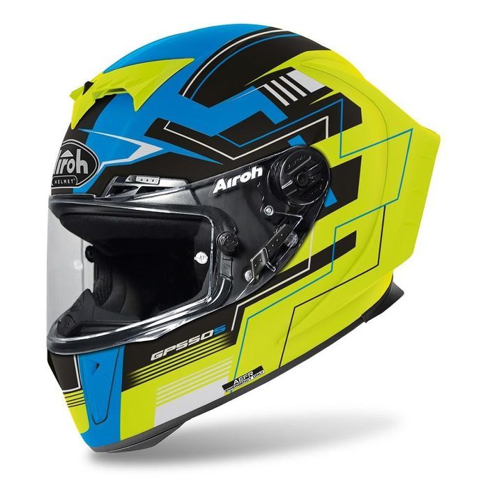 capacete gp550s challenge azul/amarelo airoh