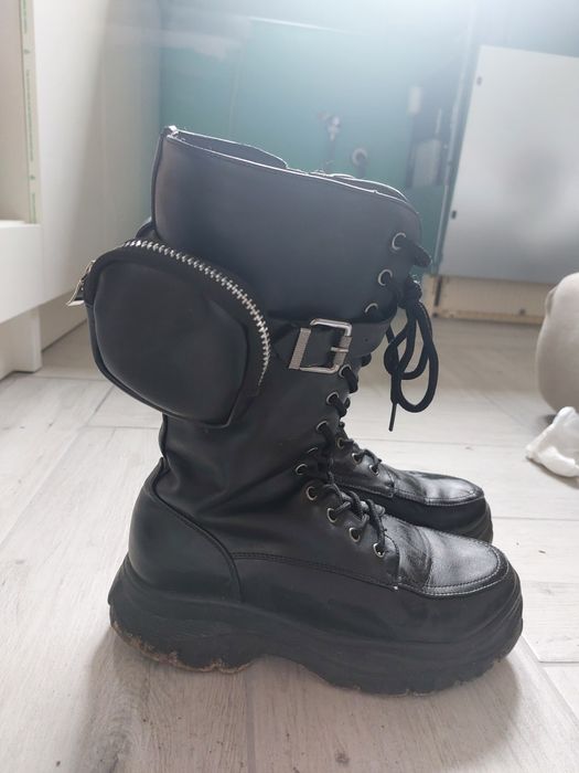 Buty zimowe z kieszonkami skórzane rozmiar 38