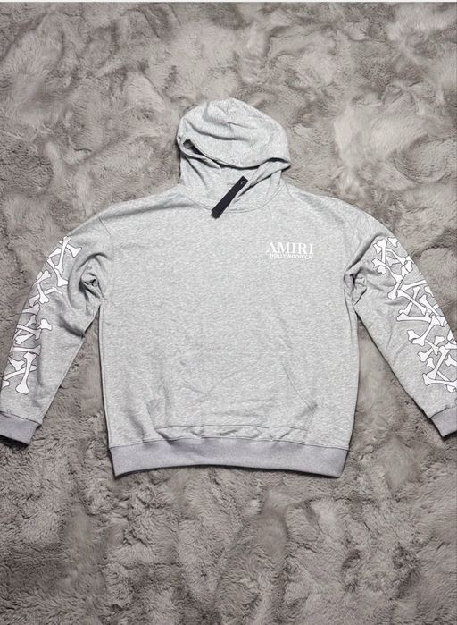 Худі Amiri Bones Hoodie Grey (Розмір L) — Сіра кофта з кістками