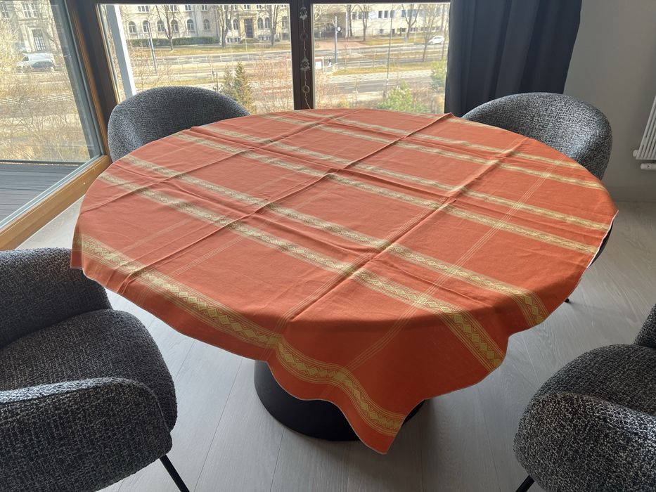 Z PRLu, obrus NOWY lniano-bawelniany 135x145cm