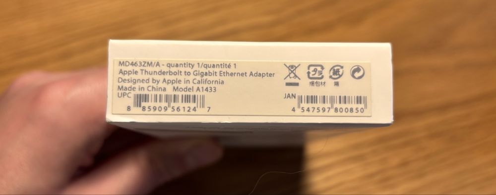 Oryginalny Adapter Apple Thunderbolt na Gigabit Ethernet (A1433)