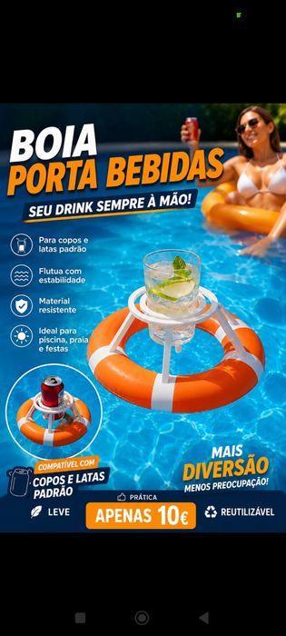 Boia de piscina para latas e copos