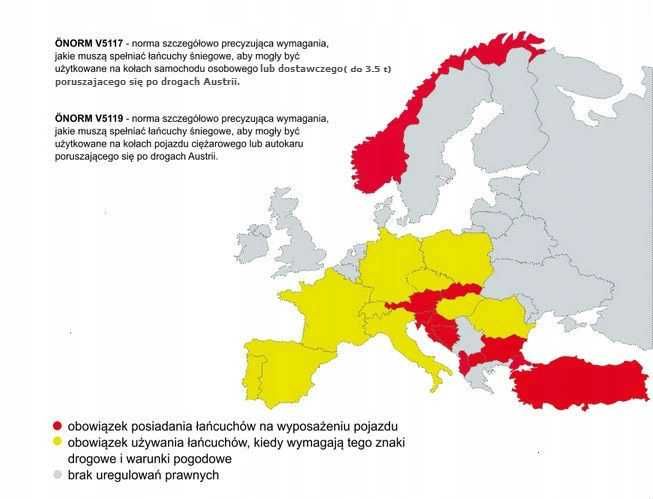 Nowe Łańcuchy śniegowe na koła PEWAG 9mm 205/55r16 195/65r15 tabela
