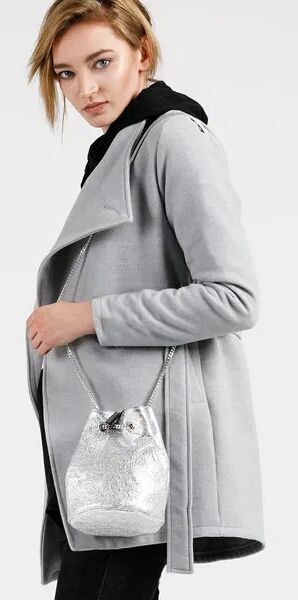 Piekny wiosenny płaszcz unisono szary wiązany 36 38 s M popielaty