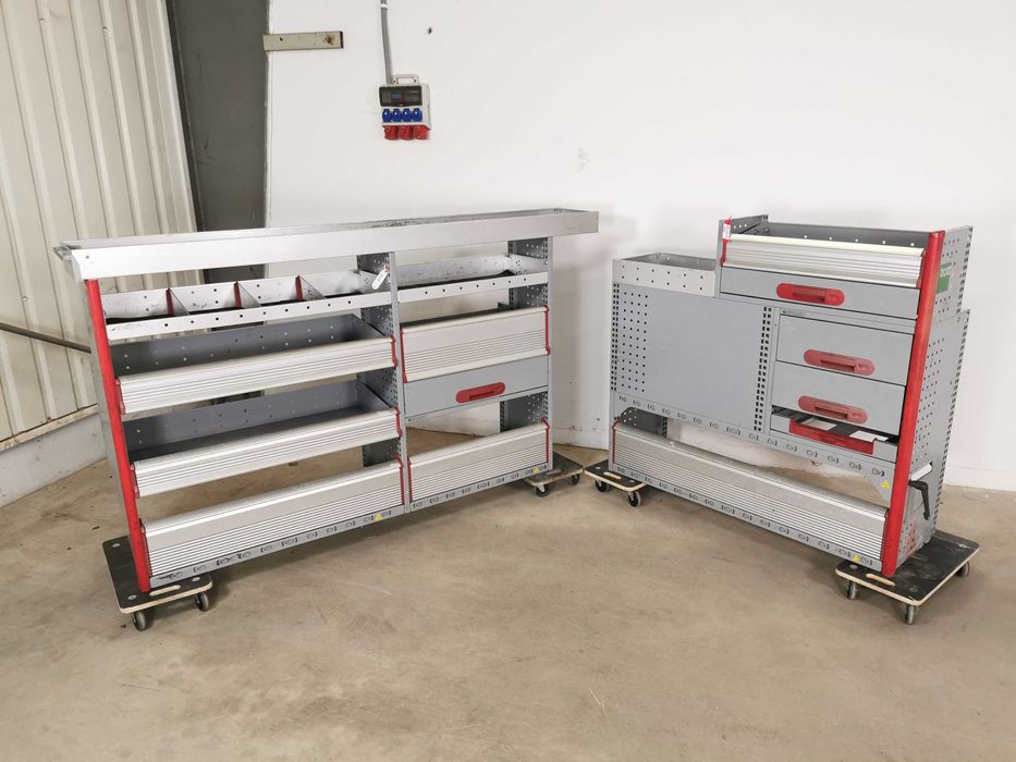 Regały szafki półki do busa zabudowa serwisowa warsztatowa ZESTAW BOTT