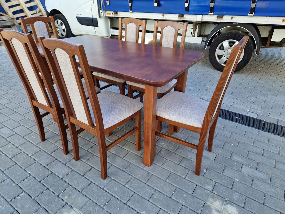 Nowe: Stół + 6 krzeseł,  kasztan + kawa z mlekiem , transport cała POL