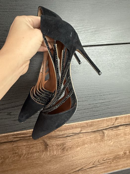 Nina basbo szpilki 39 czarne krysztalki