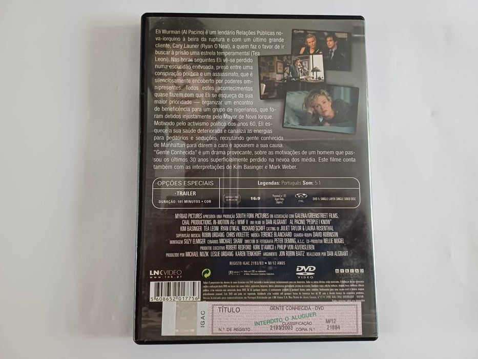 DVD Gente conhecida, c Al Pacino, Kim Basinger, Ryan O'Neal, Téa Leoni