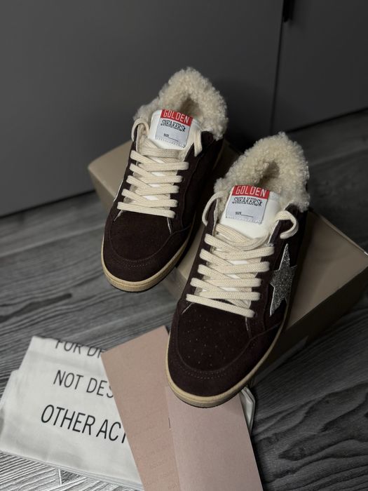 Кеды зимне голедн гуз с мехом замшевые коричневые golden goose