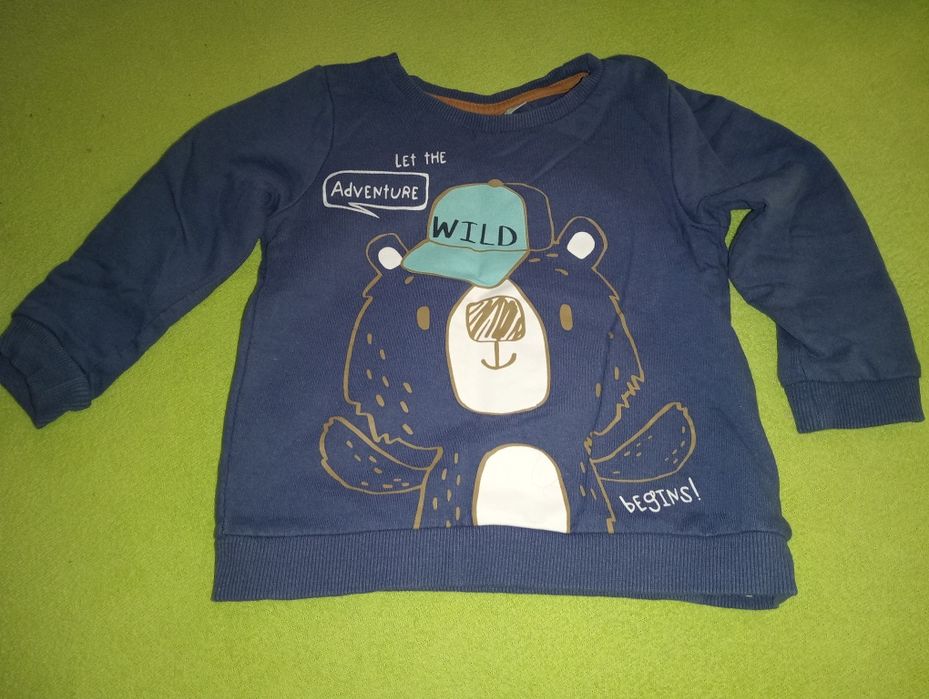 Sweter granatowy z misiem,  rozm. 86, 12-18 m-cy