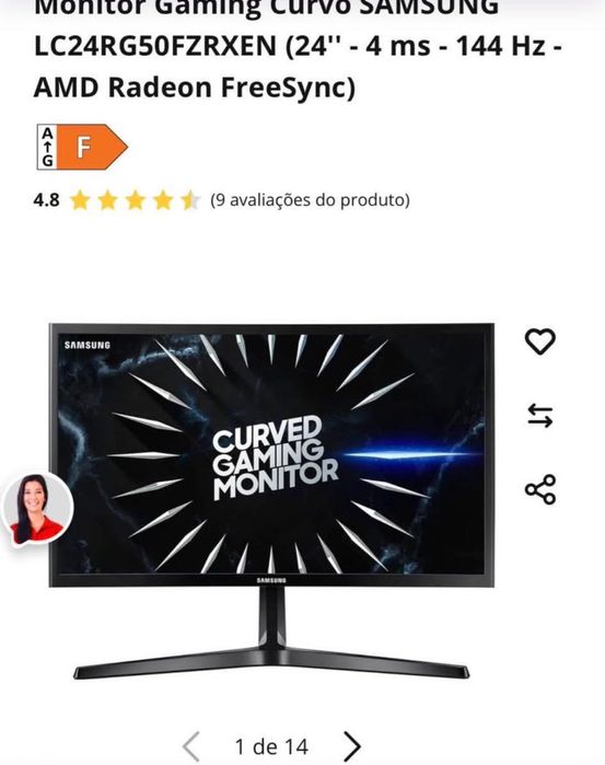Monitor Gaming Curvo SAMSUNG  (24'' - 4 ms - 144hz
