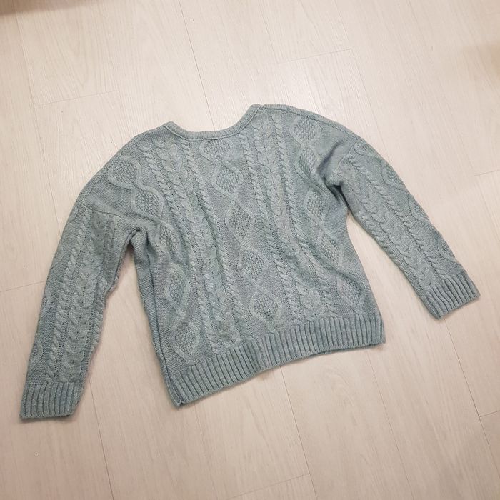 Sweter miętowy s m dekolt v nowy