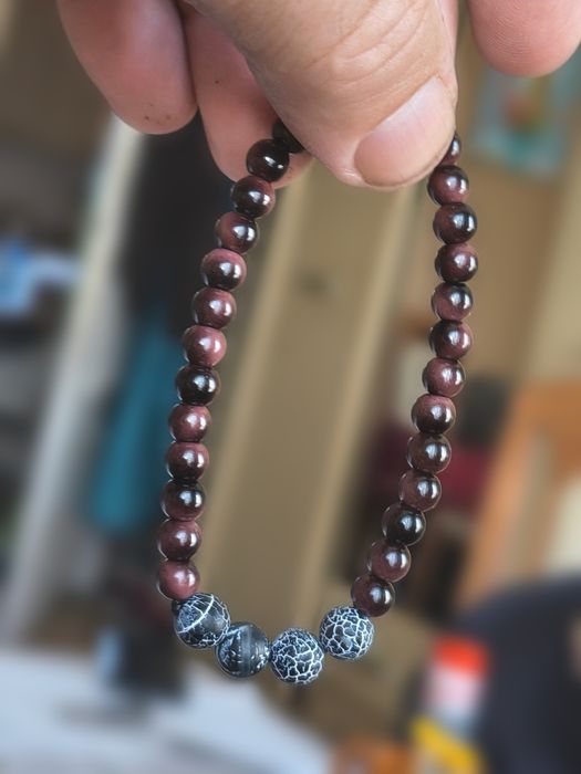 Bransoletka męska handmade Bycze oko i onyks