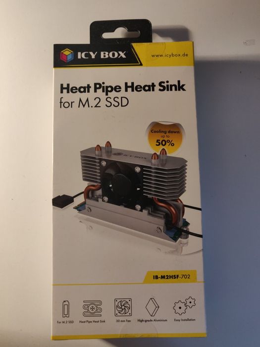 Aktywne chłodzenie dysku m.2 ICY BOX; Heat Pipe; 30mm