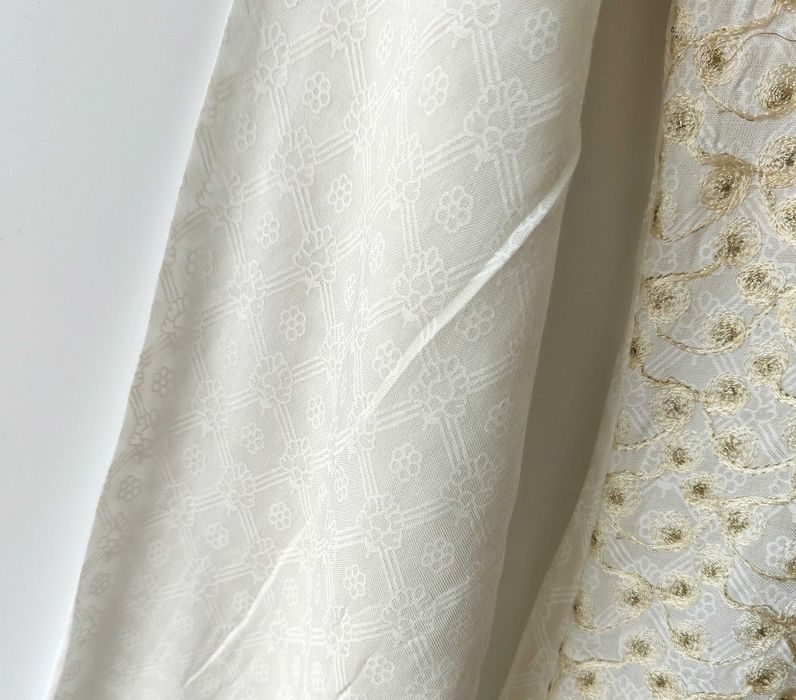 Długa tunika indyjska S 36 biała bawełna boho hippie etno kameez haft