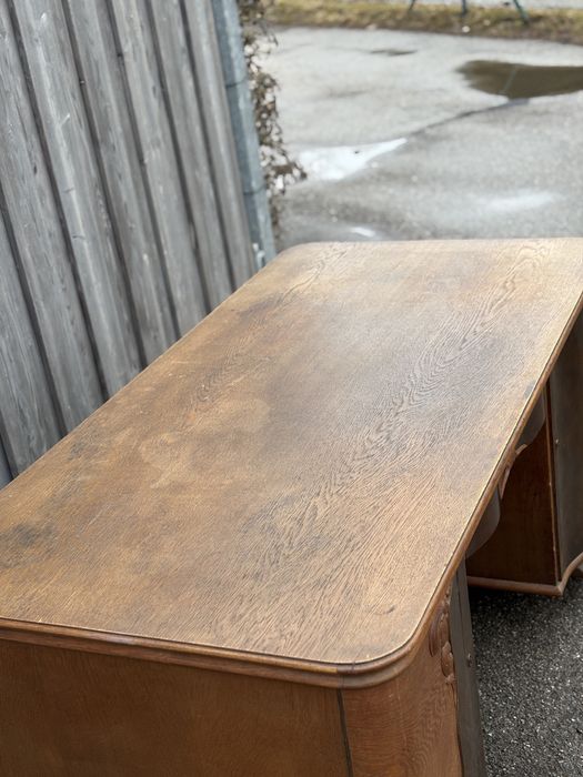 Klasyczne biurko gabinetowe Art Deco miedzywojenne