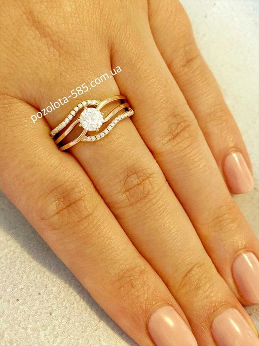 Позолоченное Кольцо "Фигурные Вырезы" р.18 (Разные Модели). Позолота