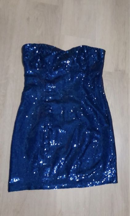 Cekinowa granatowa sukienka new look L