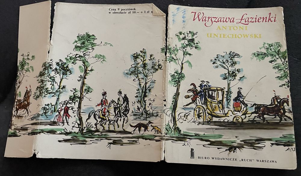 Komplet Warszawa Łazienki Antoni Uniechowski Ruch 1962 PRL (9 szt)